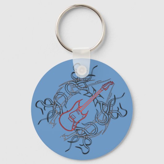 Tribal Guitar Graphic Sleutelhanger (Voorkant)