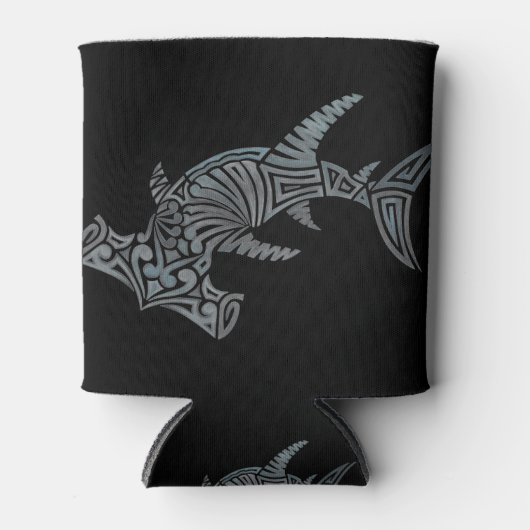 Tribal Hammerhead op zwart Blikjeskoeler (Voorkant)