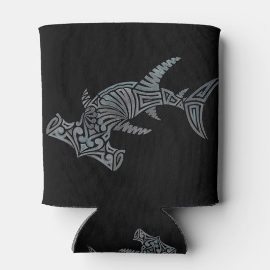 Tribal Hammerhead op zwart Blikjeskoeler (Achterkant)