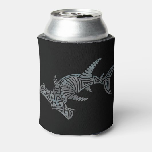 Tribal Hammerhead op zwart Blikjeskoeler (Blikje Achterkant)