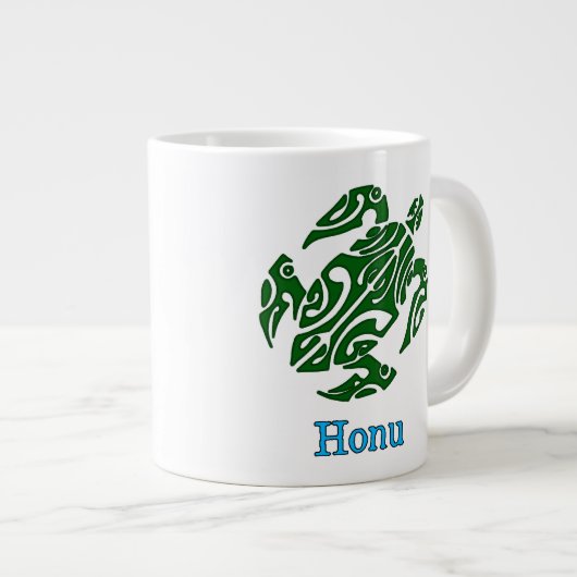 Tribal Hawaiian Green Zee Turtle Grote Koffiekop (Voorkant rechts)