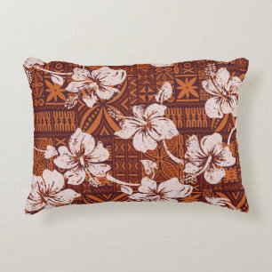 Tribal Hawaiian: Hibiscus bloemenbehang Accent Kussen