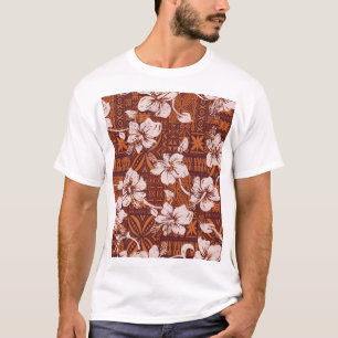 Tribal Hawaiian: Hibiscus bloemenbehang T-shirt