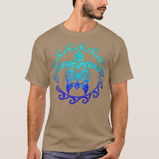 Tribal Hawaiian Zee Turtle Ocean Blue T-shirt