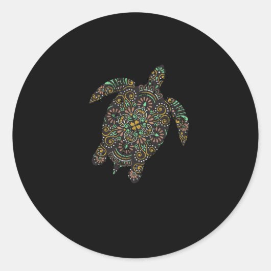 Tribal Hawaiian Zee Turtle Ronde Sticker (Voorkant)