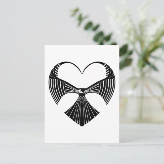 Tribal Hawk Valentijn Valentijnsdag Hart Postcar Feestdagenkaart (Staand voorkant)