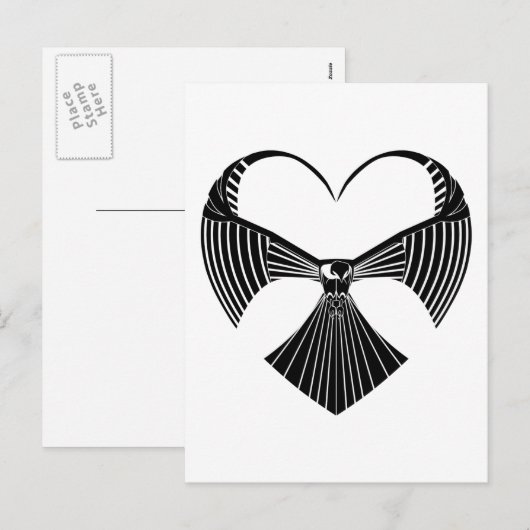 Tribal Hawk Valentijn Valentijnsdag Hart Postcar Feestdagenkaart (Voorkant / Achterkant)