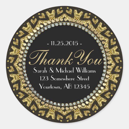 Tribal HeART Deco Goud Zwart Dank u Stickers (Voorkant)