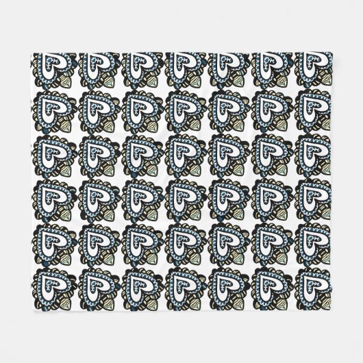 Tribal Heart Mandala Fish Pattern Design Fleece Deken (Voorkant (Horizontaal))