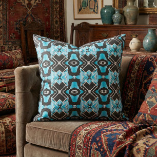 Tribal hedendaagse Turquoise Black White Pattern Stof