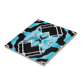 Tribal hedendaagse Turquoise Black White Pattern Tegeltje (Zijkant)