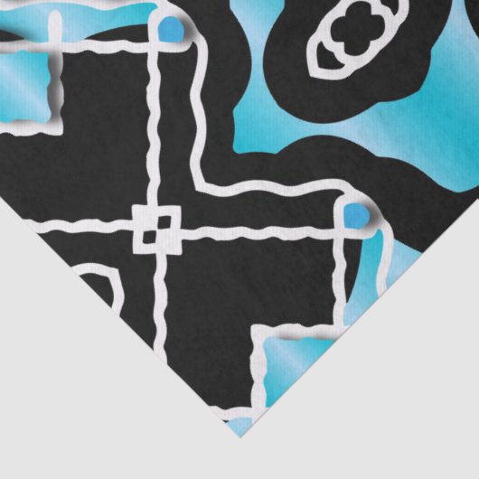 Tribal hedendaagse Turquoise Black White Pattern Tissuepapier (Detail)