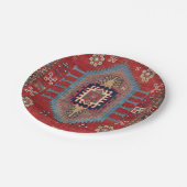 Tribal Honeycomb Palmette II Rode Bloem Papieren Bordje (Gekanteld)