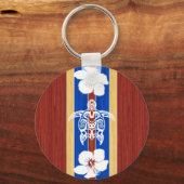 Tribal Honu Fake Wood Surfboard Sleutelhanger (Voorkant)