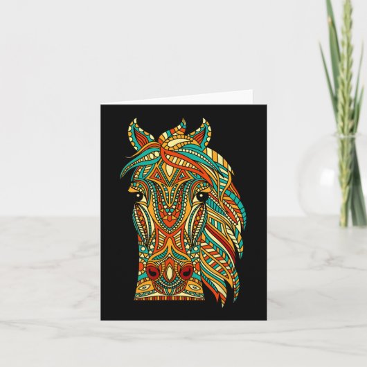 Tribal Horse Design - Dierenvriend Horsebac Kaart (Voorkant)