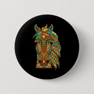 Tribal Horse Design - Dierenvriend Horsebac Ronde Button 5,7 Cm