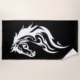 Tribal Horse Head Silhouette Minimal Design Strandlaken