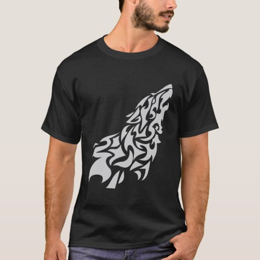 Tribal Howling Wolf Design - gedurfde en majestueu T-shirt (Voorkant)