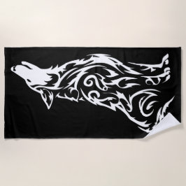 Tribal Howling Wolf Silhouette Black White Strandlaken
