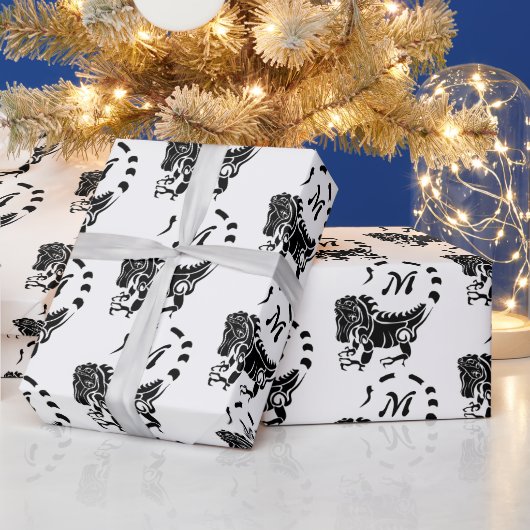 Tribal Iguana Monogram Cadeaupapier (Feestdagen)