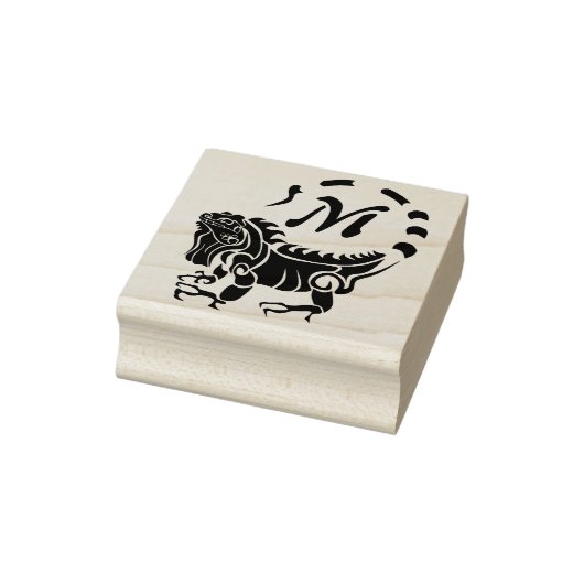 Tribal Iguana Monogram Rubberstempel (Stempel)