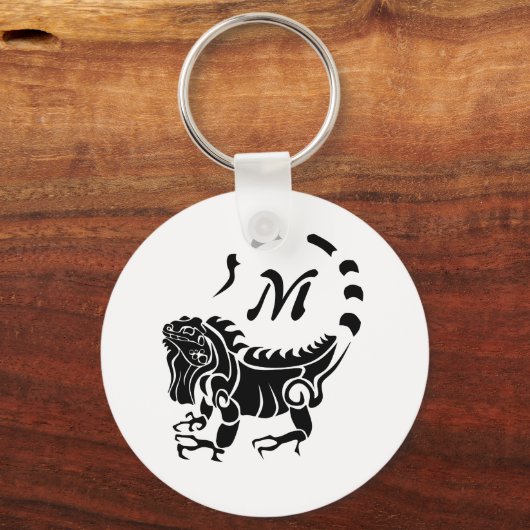Tribal Iguana Monogram Sleutelhanger (Voorkant)