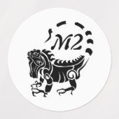 Tribal Iguana Monogram Waterdicht Labels (Design 2)