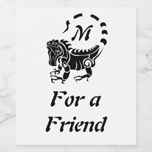 Tribal Iguana Monogram Wijn Etiket (Enkel label)