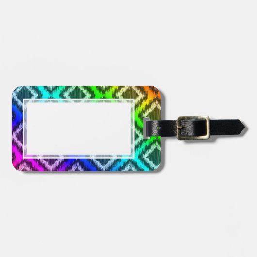 Tribal Ikat Rainbow kleurig patroon Bagagelabel (Voorkant horizontaal)