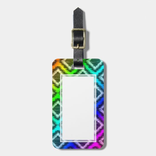 Tribal Ikat Rainbow kleurig patroon Bagagelabel (Voorkant verticaal)