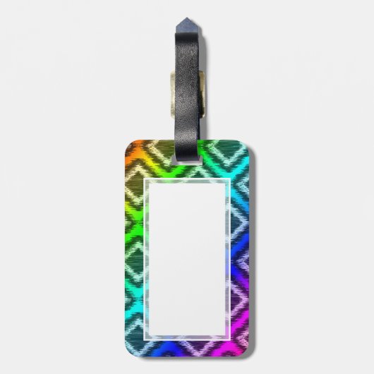 Tribal Ikat Rainbow kleurig patroon Bagagelabel (Achterkant verticaal)