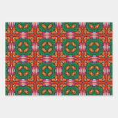 Tribal inheemse kunst in vet kleuren patroon set 1 inpakpapier vel (Voorkant 3)