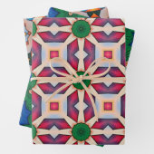 Tribal inheemse kunst in vet kleuren patroon set 4 inpakpapier vel (In situ)