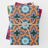 Tribal inheemse kunst in vet kleuren patroon set 5 inpakpapier vel (In situ)