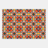 Tribal inheemse kunst in vet kleuren patroon set 6 inpakpapier vel (Voorkant 2)