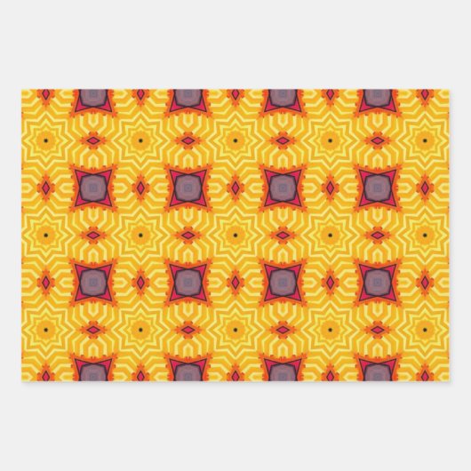 Tribal inheemse kunst in vet kleuren patroon set 6 inpakpapier vel (Voorkant)