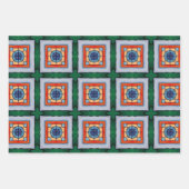 Tribal inheemse kunst in vet kleuren patroon set 7 inpakpapier vel (Voorkant 3)