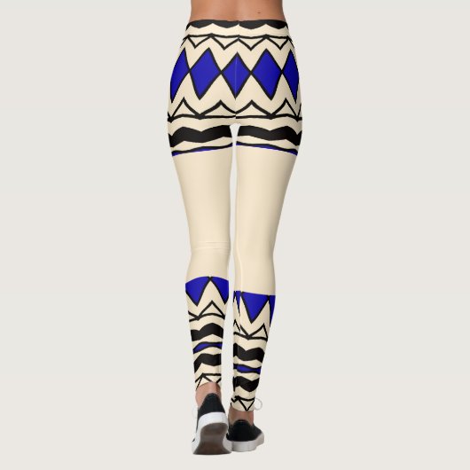 Tribal-Inspired Blue & Cream Leggings (Achterkant)