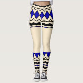 Tribal-Inspired Blue & Cream Leggings (Voorkant)
