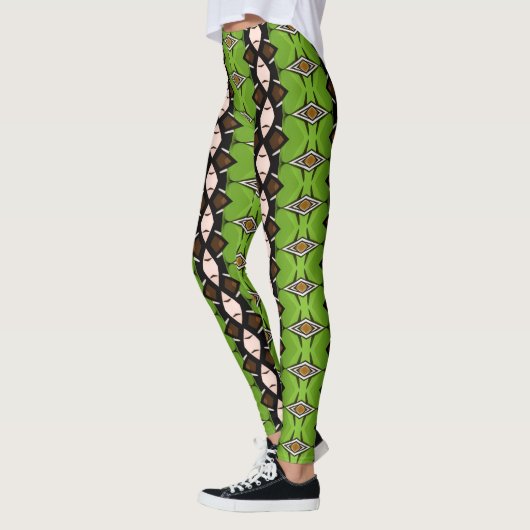 Tribal Inspired Green Patterned Leggings (Links)