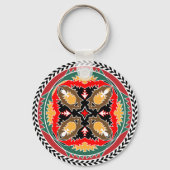 Tribal-kerstbos Pine Cone Embleem Sleutelhanger (Voorkant)
