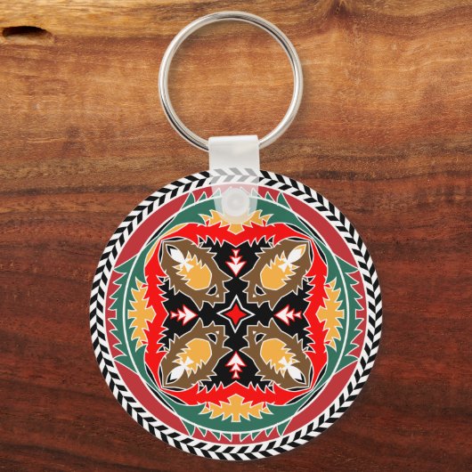 Tribal-kerstbos Pine Cone Embleem Sleutelhanger (Voorkant)