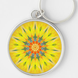 Tribal Key Mandala Star Flower Fractal Sleutelhang Sleutelhanger
