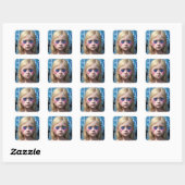 Tribal Kinder | Futuristisch Blond Meisje Big Blue Vierkante Sticker (Vel)
