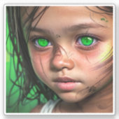 Tribal Kinder | Futuristisch meisje gloeiende groe Sticker (Voorkant)