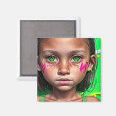 Tribal Kinder | Futuristische stoïcijnse meisje gr Magneet (Voorkant / Achterkant)