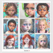 Tribal Kinder | Urban Futuristische Kinder Sticker (Vel)