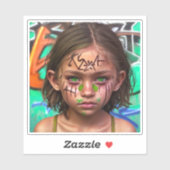 Tribal Kinder | Urban Futuristische Meisje Groene Sticker (Vel)