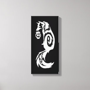 Tribal Kitsune Fox met Spirit Lantern Canvas Afdruk