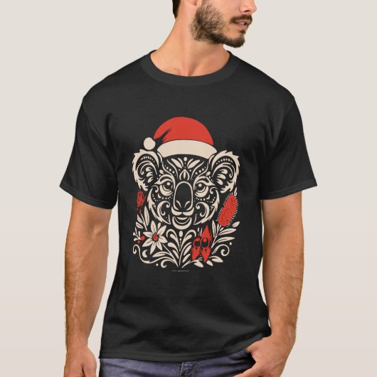 Tribal Koala Christmas – Tattoo-Inspired T-shirt (Voorkant)